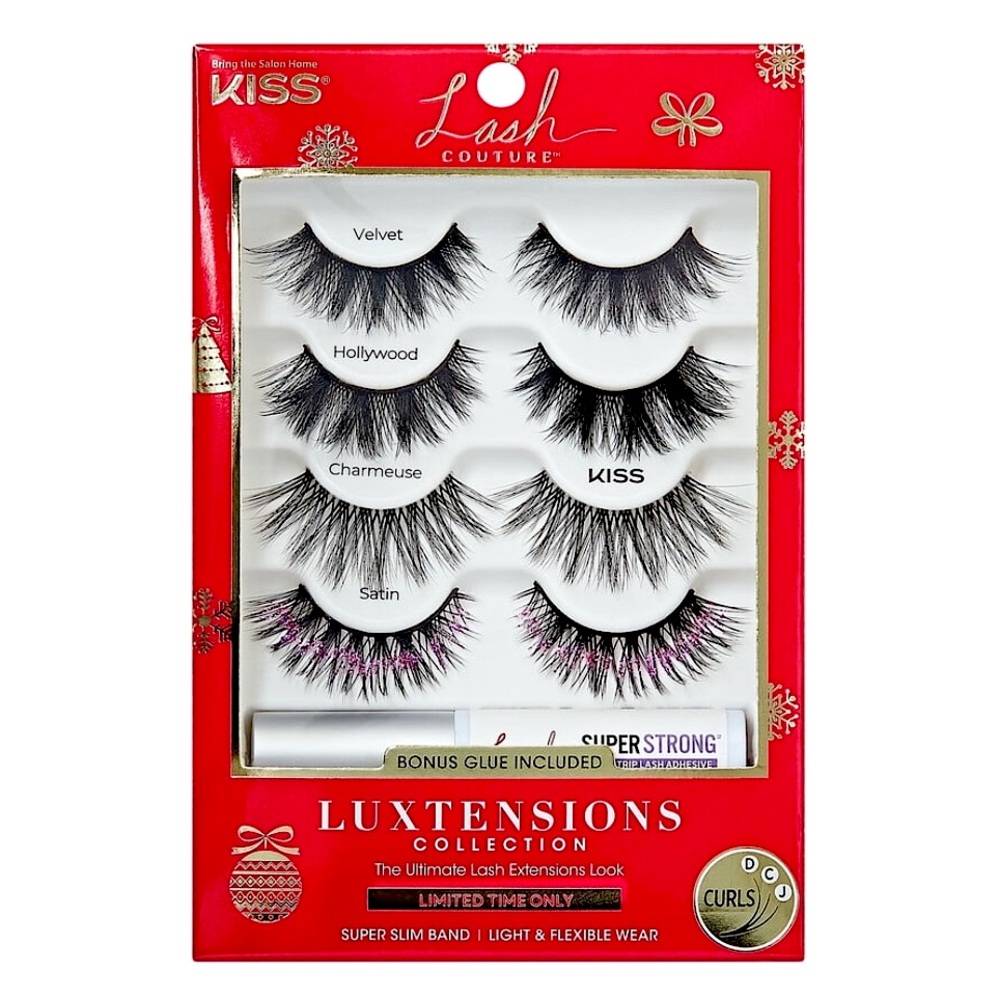 Kiss Lash Couture Luxtensions Collection 4 Pack Holiday Super Slim Band DCJ Curl